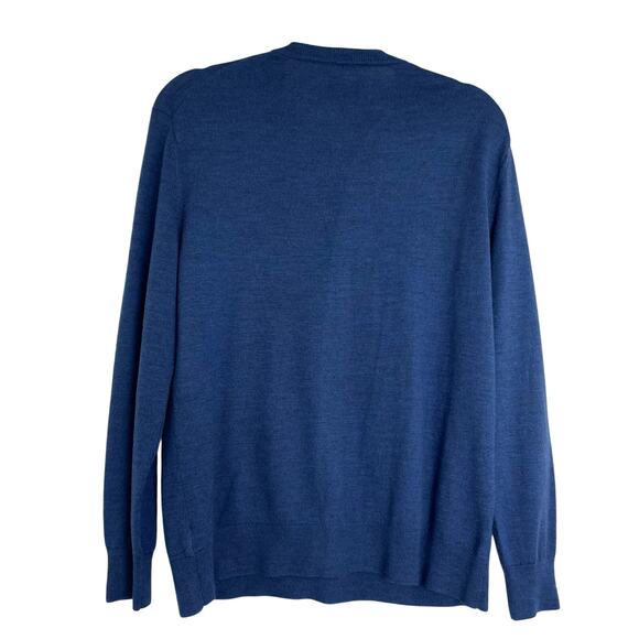 Untuckit Zepelin Blue Crew Neck Sweater 100% Extra Fine Merino Wool Men's Large - Picture 4 of 10
